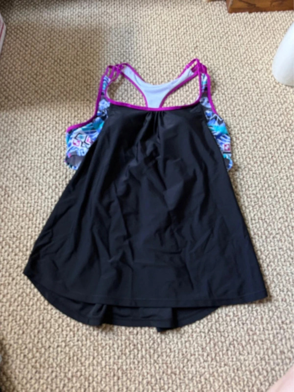 Black and purple tank swim top